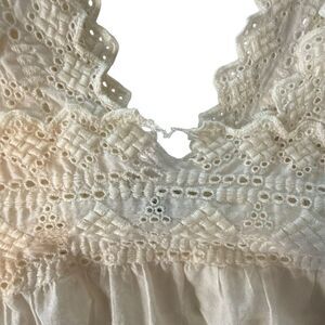 American Eagle Eyelet Lace Babydoll Tank Top | Size S | Cream/White Cotton